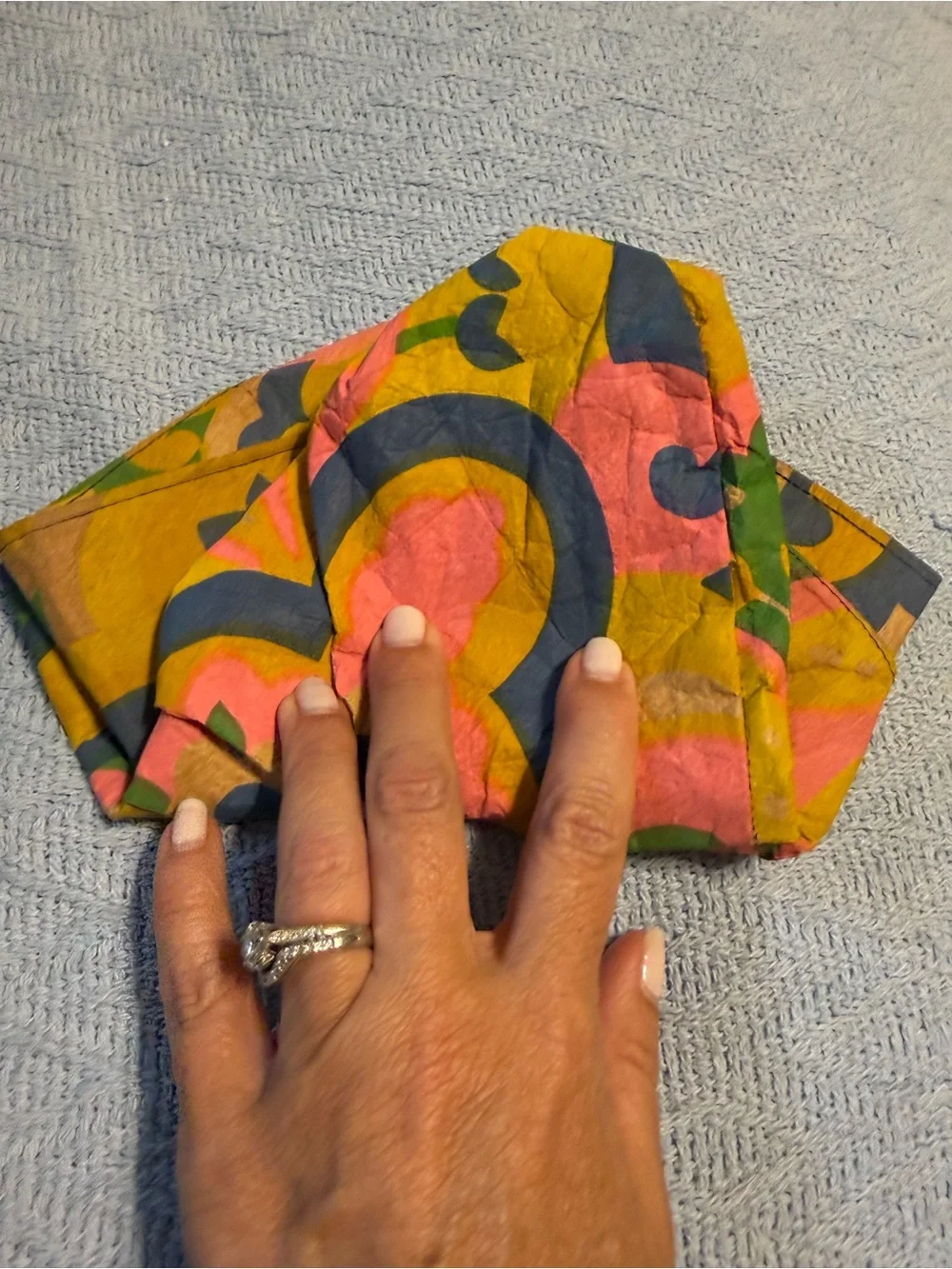Vintage 70s Colorful Patterned Sun Hat - Pink, Yellow & Green